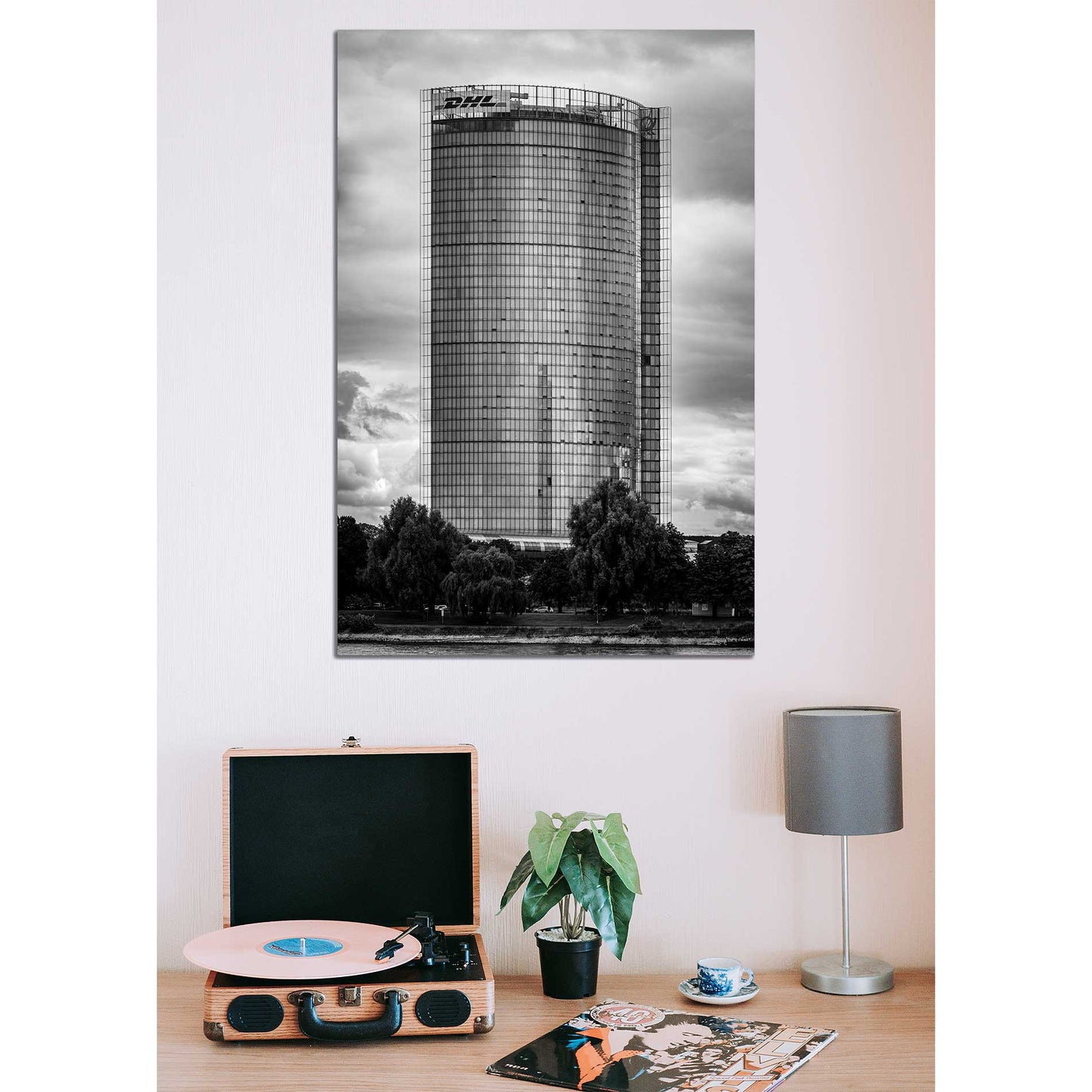 Wandbild Posttower Bonn in Schwarz und Weiß