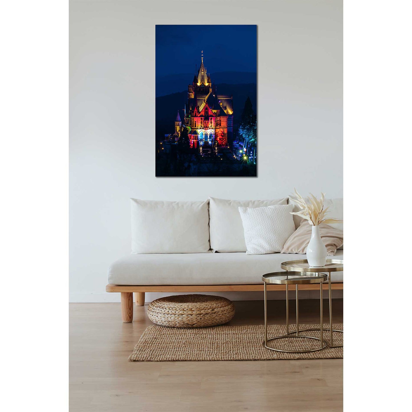 Poster Schlossleuchten Schloss Drachenburg bei Nacht
