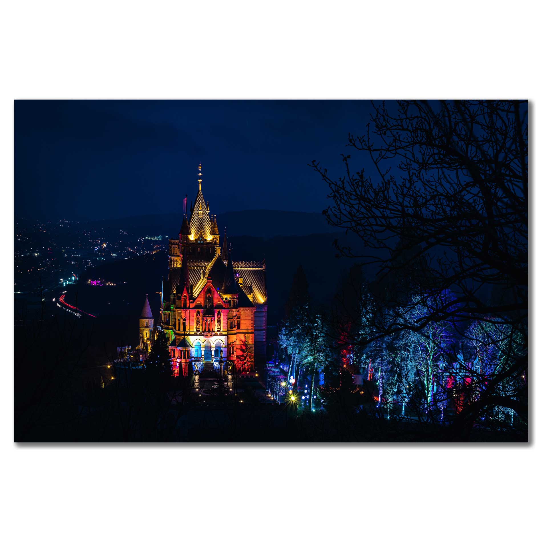 Bild Schlossleuchten Drachenburg Panorama
